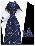 GUSLESON Fashion Men Tie Set Music Plaid Necktie with Handkerchief and Cufflinks (0726-42)