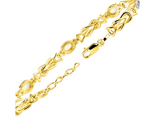 Image of RYLOS Bracelets for Women Yellow Gold Plated Silver Love Knot Tennis Bracelet Gemstone & Diamonds Adjustable to Fit 7 inch-8 inch Wrist, 5 Gorgeous 6X4MM Jewelry for Women Friendship Bracelets