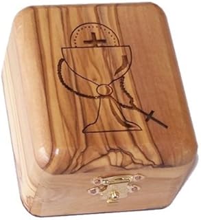 Holy Land Imports Olive Wood Box First Communion.(1.4" H)