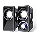 Computer Speakers with Subwoofer Built-in 6 Loudspeaker Diaphragm High Sound Quality USB Powered LED Small Multimedia Speakers for Laptop/Desktop/Tablets/Phone(Black Wood)