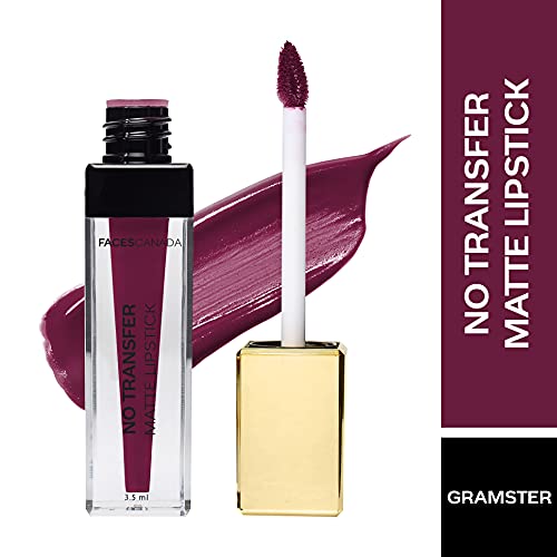 Image of Faces Canada No Transfer Matte Liquid Lip Color, Mask Proof, Transfer Proof, Lasts all day, Enriched with Chamomile Oil, Highly pigmented, One Stroke Color, Pink Lip Color, Gramster 3.5 ml (Pack of 2)