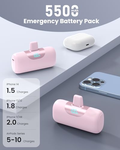 Mini cargador portátil 22.5W PD 5500mAh rosa miniatura 2