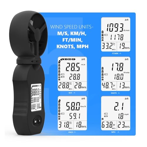 Anémomètre portable multifonction à écran LED avec sélection unité de vent - 3