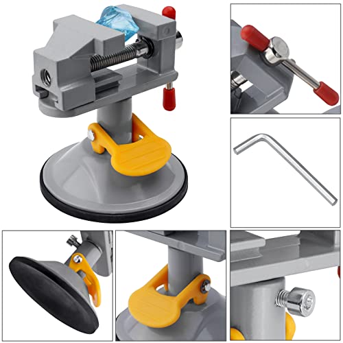 Yakamoz Mini Bench Vise 360 Degree Suction Vise Small Table Vice Clamp Workbench Vise for Jewelry Making DIY Wood Craft Carving Breads Drilling Bed Tool - Image 5