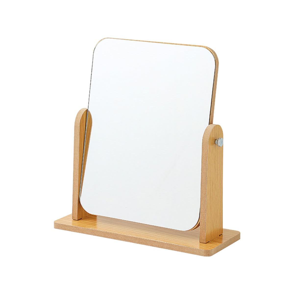 Miroir de Maquillage en Bois Pivotant 360° Beige pour Chambre