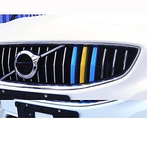 Sanrily Multicolor Grille Decoration Insert Trims Compatible With Volvo S60 V60 2020 2021 Front Grill Cover (Blue/Yellow/Blue) #TOP3