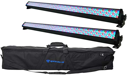 Rockville ROCKSTRIP 252 Bundle: (2) LED 5-Channel DMX RGB Color Strip DJ Wash Light Bars, RLB...