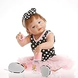 SanyDoll Reborn Baby Doll Soft Silicone 22inch 55cm Magnetic Lovely Lifelike Cute Lovely Baby Black beautiful princess dress