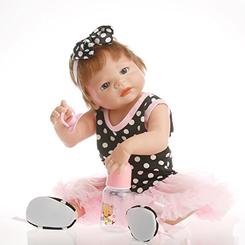 SanyDoll Reborn Baby Doll Soft Silicone 22inch 55cm Magnetic Lovely Lifelike Cute Lovely Baby Black Beautiful Princess Dress