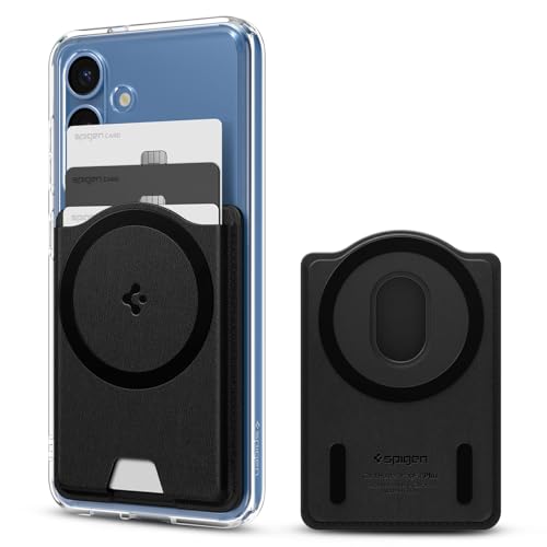 Spigen Valentinus MagFit+ Porte-Cartes magnétique 3 Cartes avec Anneau métallique Externe Conçu pour Coque magnétique Compatible avec Les séries Samsung...