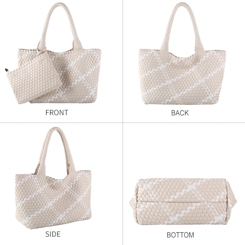 Image of SporGenius Woven Handbag Two Tone Tote Bag Vegan Leather Purse