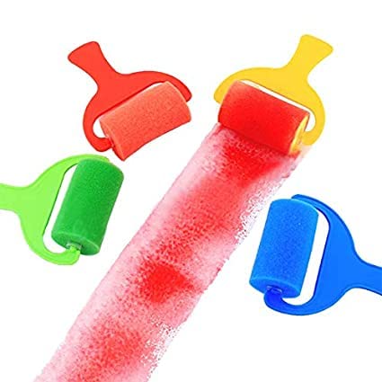 Image of KRAFTMASTERS 4Pcs Sponge Paint Rollers Brayers Kids Painting Rolls Brushes Set Painters Artists Drawing Tools