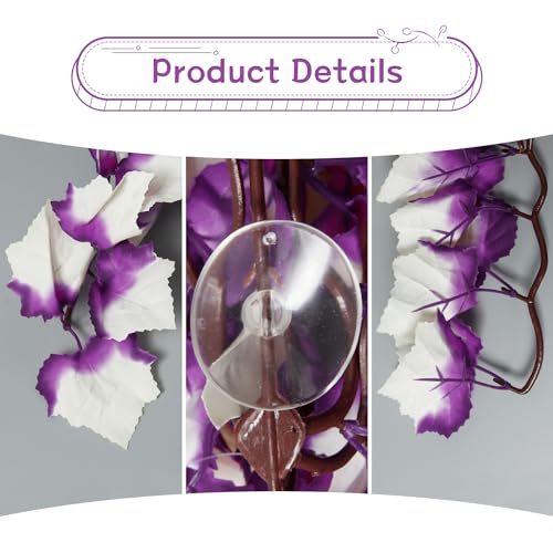 Image of Aquarium Artificial Plant Reptiles Plants with Suction Cup for Terrarium Fish Tank Landscape Decoration Hanging Silk Purple Leaves Plants