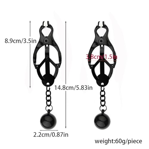 Nipple Clamps Clip for Women Body Clamps with Bell Clip for Women Men Weighted Balls Bodies Ring Bodies Chain Non-Piercing Body Jewelry (Weighted Balls Black)2