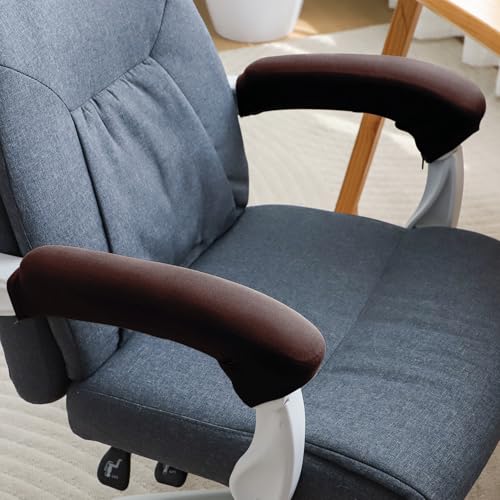 Image of HOKIPO 'SereneSolids' 140 GSM Armrest Covers for Office Chair (Zipper Style), 1 Pair, Coffee (AR-5934-CFE)