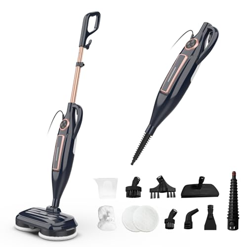DEVOAC Scrubbing Steam Mop with Rotating Mop Pads,10 in 1 Steam Mop, 3 Steam Modes & LED Headlights for Hard Floor Laminate Marble Floors