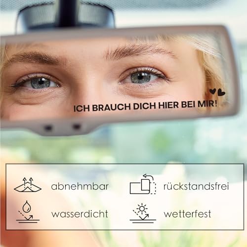 9 Stück Aufkleber Fahr vorsichtig ich liebe dich, Auto Spiegel Sticker - Ich brauch dich hier bei mir - Pass auf dich auf, Rückspiegel Geschenk für Fahrer Autospiegel Autofenster Deko