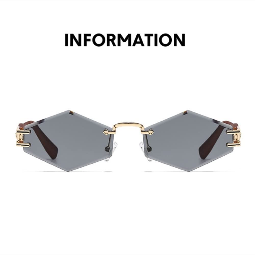 Gafas de sol de diseñador para mujeres y hombres Gafas con forma de hexágono sin montura Tonos