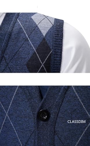 Men Autumn Sweater Vests Waistcoats Male Sleeveless Sweaters Winter Outwear Vests(Blue,L Asia Size)4