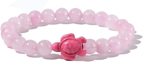 Miniatura 3 de Caiyao Pulsera elástica elástica de 0.315 in con cuentas de tortugas marinas turquesa natural para mujeres y hombres
