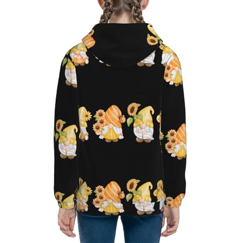 Sunflower Gnomes,Cute Gnome Kids Pullover Hoodies Boys Sweatshirts Girls Athletic Clothes with Pocket4