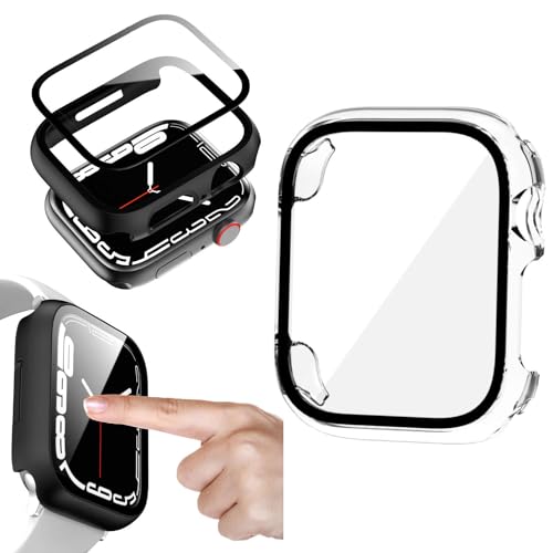Wigento Für Apple Watch Series 9 8 7 41mm / 6 SE und 2022 5 4 40mm 2 in 1 Shockproof Hart Uhr Hülle Cover + H9 Hart Glas Transparent