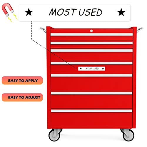 Image of Tenare Magnetic Tool Box Labels, 66 Pcs Toolbox Drawer Labels for Steel Chests, 4.5 x 0.75 Inch Organizer Magnets for Cabinets and Garage Storage(White)