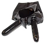 Rubberfashion Latex Hotpants - Rubber Slip - kurzer Latex Slip mit Innenkondom und Analdildo - Latex Dessous Damen schwarz 0.4mm S