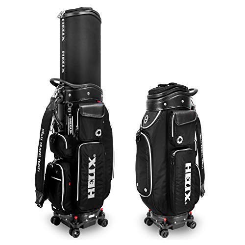 Helix-Golf Golf Cart Bag, Easy to Carry, Retractable Golf Club Cart Bag with Locking Wheels Chassis and Latest Integrated Handgrip.