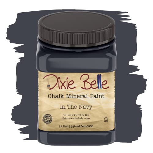 Dixie Belle Paint Company Chalk Finish Furniture Paint - In the Navy (32oz) - Matte Dark Navy Chic Chalk Mineral DIY Furniture Paint