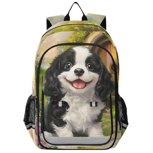 senya Charles Cavalier Dog Backpack Water-Resistant Bag Lightweight Bookbags with Reflective Strip