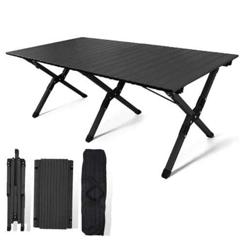 Mesa Dobrável 120cm Resistente Para Camping Garden Life Acampamentos Churrascos Piqueniques Caminhadas Pesca (Preto)