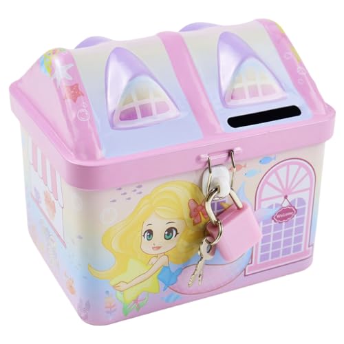 PIWOSGOL Tirelire Métallique pour Fille avec Cadenas, Tirelire Sirène, Boîte à Économies pour...