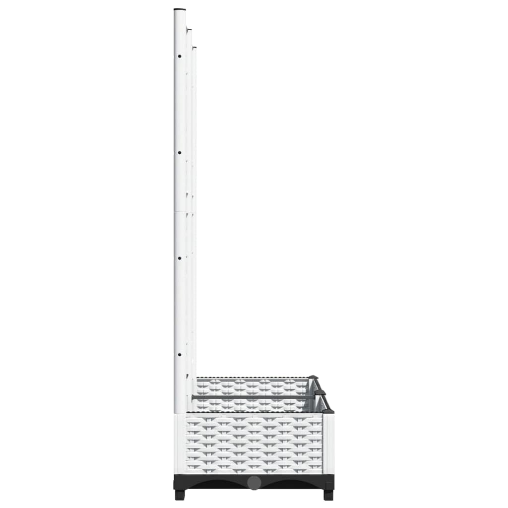 Jardiniere avec Treillis Blanc en PP 80 x 40 x 121,5 cm, Pot Cache pour Interieur Exterieur, Balcon terrasse Jardin, Support pour semis et Culture avec Drainage et Reserve Eau
