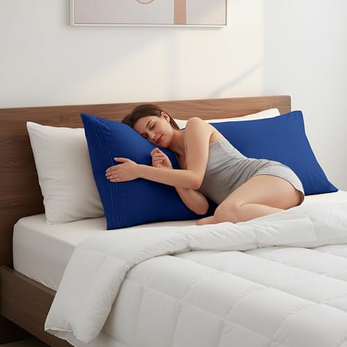 Image of Elegant Comfort Luxury Ultra-Soft 1-Piece Body Pillowcase - 1500 Premium Hotel Quality Microfiber Double Brushed - Wrinkle Resistant, Body Pillowcase Size, Royal Blue