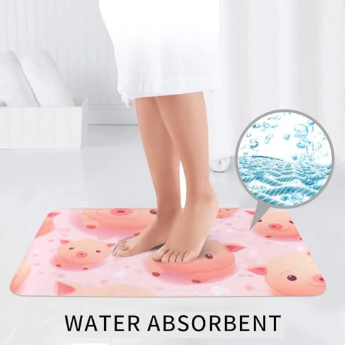 Lot de 3 tapis de bain cochon rose mignon antidérapants