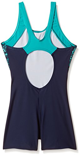 Image of Speedo Girl's Endurance Boom Splice Legsuit Swimwear - Chroma Blue & Bright Zest