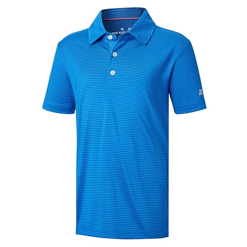 Image of Boys Polo Shirts Short Sleeve Striped Performance Moisture Wicking Dry Fit Golf Shirts for Boys Youth Kids