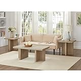 Roundhill Furniture Mchome 3-Piece Coffee Table Set, Coffee Table and Two End Tables, Oak Finish