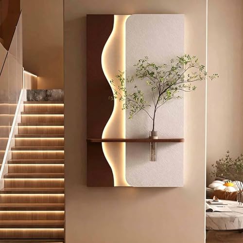 Décoration murale avec éclairage LED et vase en grès salon moderne