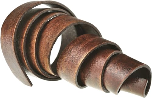 Esnado Cordon en cuir plat 1 m. Largeur/couleur : au choix, Cuir, Marron clair vieilli, Breite: 25 mm