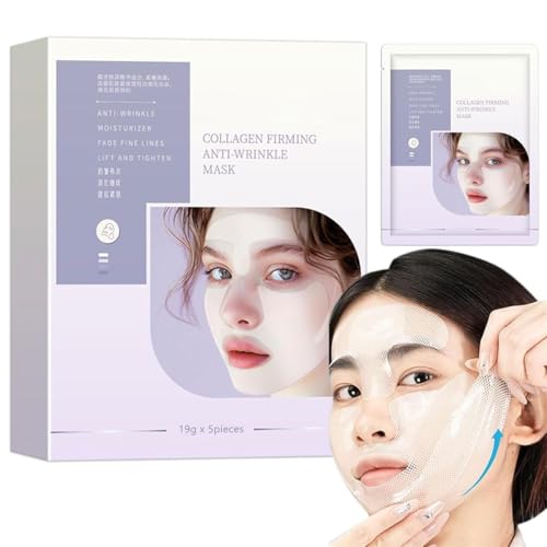 3D Lifting Collagen Full Face Tension Gel Mask, Korean Deep Collagen Facelift Mask, for Improve Skin Elasticity, Firming Anti Wrinkle Moisturizing Rejuvenating (5 Pcs)