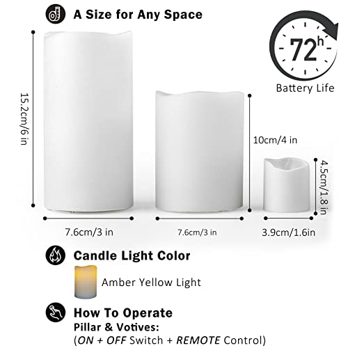 Image of FURORA LIGHTING White Real Wax LED Candles with Remote and Timer, 4 Pillar and 4 Votives Pack of 8, Flameless Flickering Candles for Home Decor, Battery Included