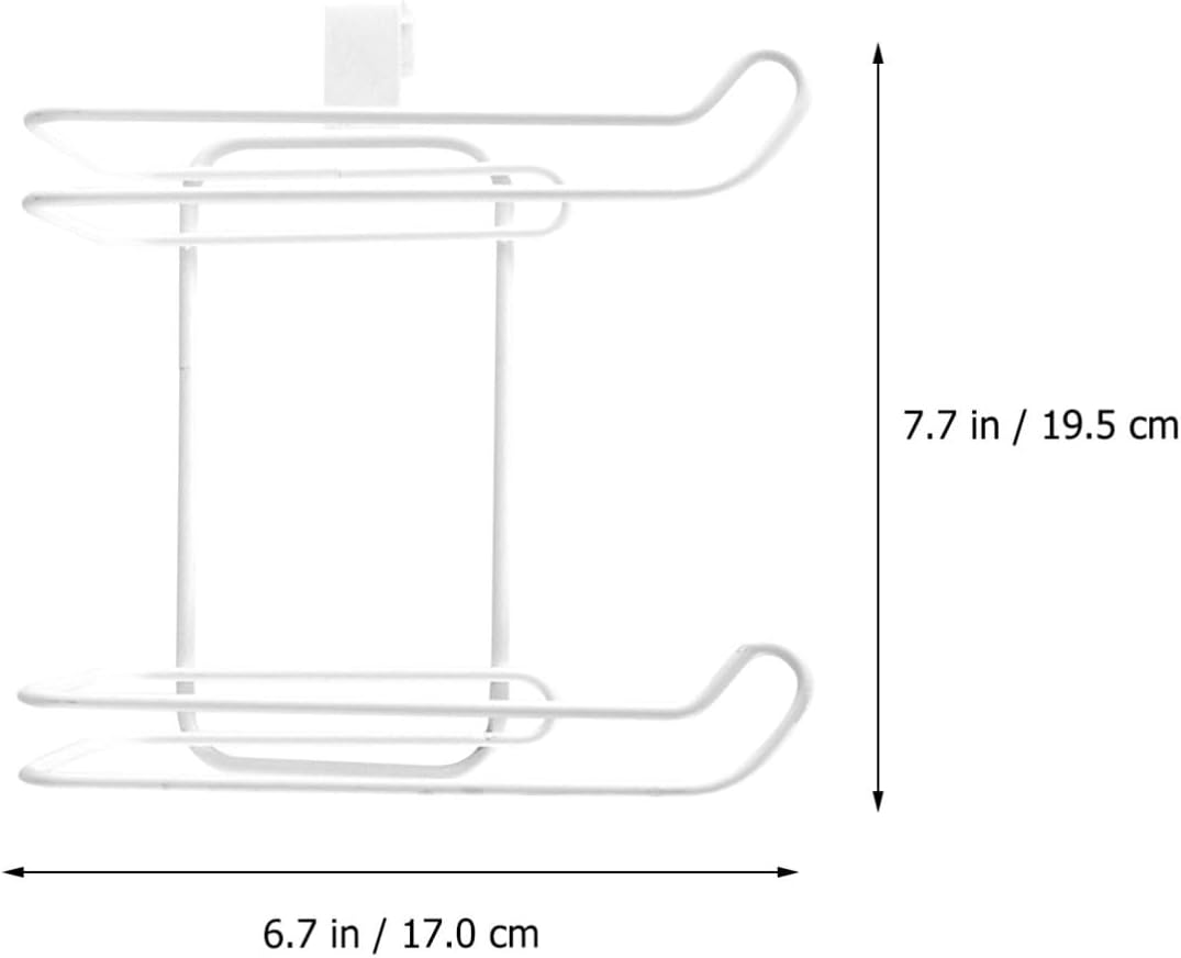 White Toilet Paper Towel Rack 2 Metal with U Shaped Hook, 2 Roll image 2