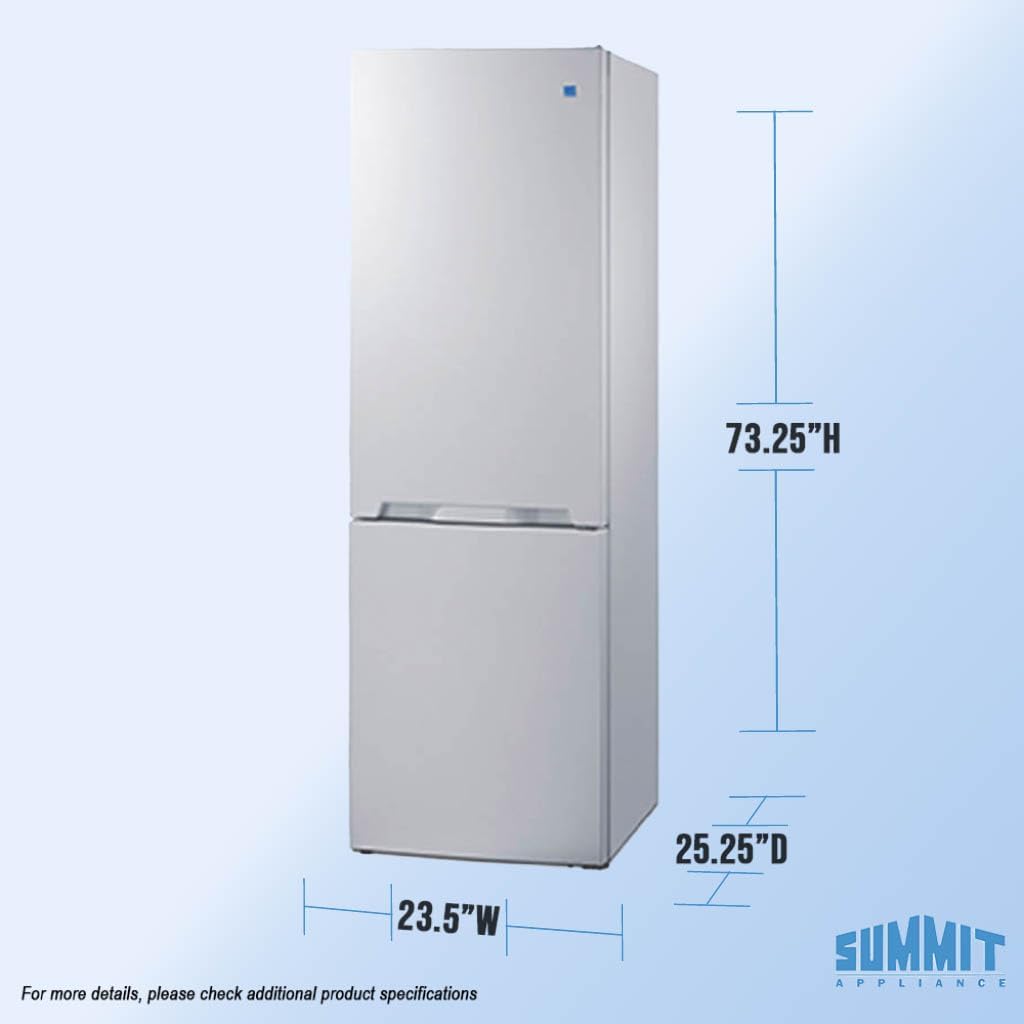 Summit 24" Bottom Freezer Refrigerator, Counter Depth Refrigerator- Freezer, Energy Star, White - FFBF121W (Right Hand Door)