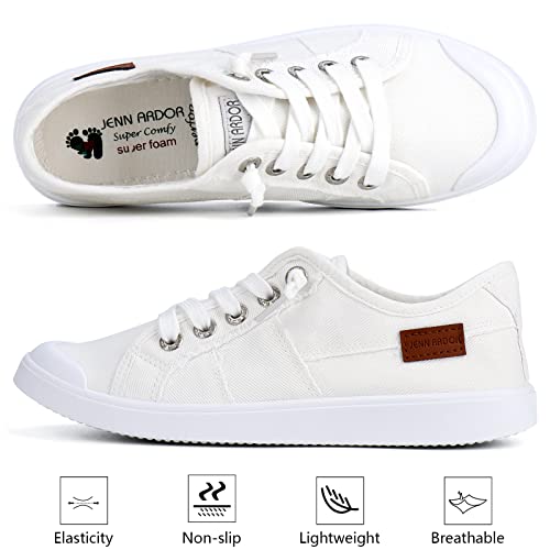 JENN ARDOR Women's White Canvas Sneaker Slip-ons Loafers Shoes for Womens Fashion Casual Canvas Round Toe Soft Comfortable Walking Flats Size 8 by JENN ARDOR - Used condition - Image 4