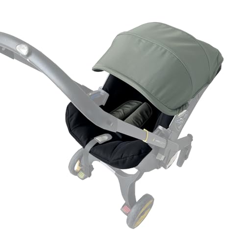 Image of Stroller Accessory Washing Kit Textile Set, Colorful Canopy & Water Resistance Soft Cushion Compatible with DOONA CAR SEAT Strollers (Desert Green & Black)