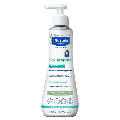 Mustela Stelatopia+ – Lipid-Replenishing Cream – Moisturizer for Eczema-Prone Skin – With Natural Sunflower Oil and Prebiotic – For Babies, Kids & Adults – Fragrance Free – Various Sizes