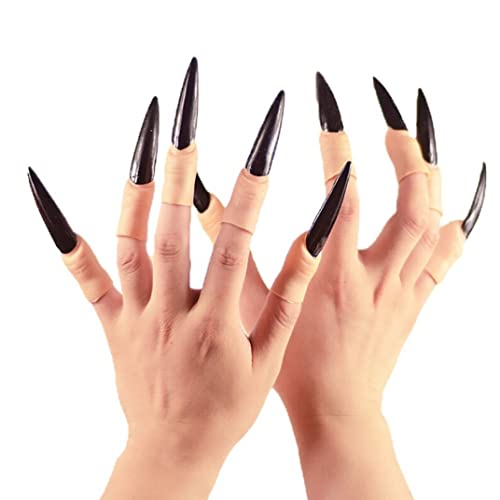 Hotainoys Nail Claws Uñas postizas 10PCS Flecha Anillos de Garra Cosplay Puntas de los Dedos Fiesta Halloween Prop Bruja Garras Armadura Dedo Gótico Vampiro Uñas