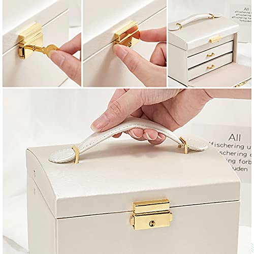 Yihao Jewelry Box Organizer For Women, 3 Layers Large Jewelry Earrings Organizer Box With Lock Drawer Jewelry Display Holder Storage Case For Earrings Bracelets Rings Necklace Watches,Purple #TOP3